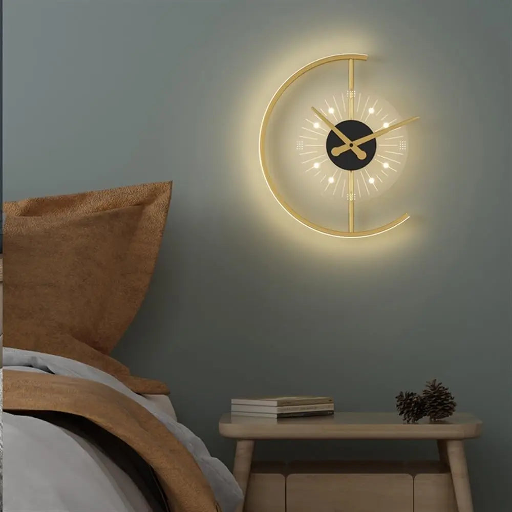 2in1 Golden clock with lamp