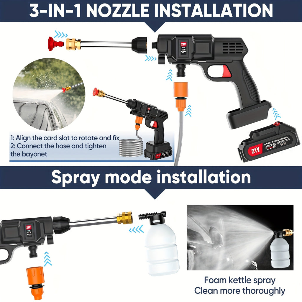 Cordless car washer with 2 batteries