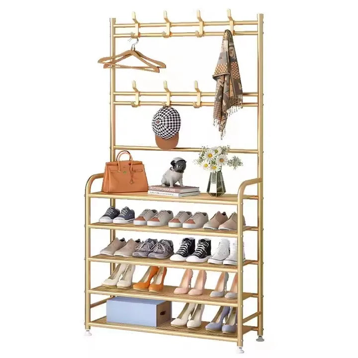 Golden metallic Shoe and Clothes Rack