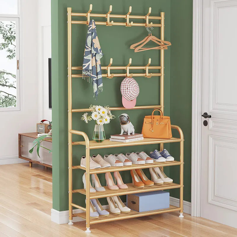 Golden metallic Shoe and Clothes Rack